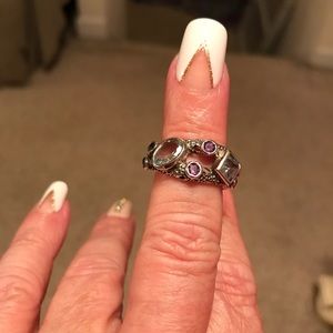Sterling silver ring amethyst and blue topaz